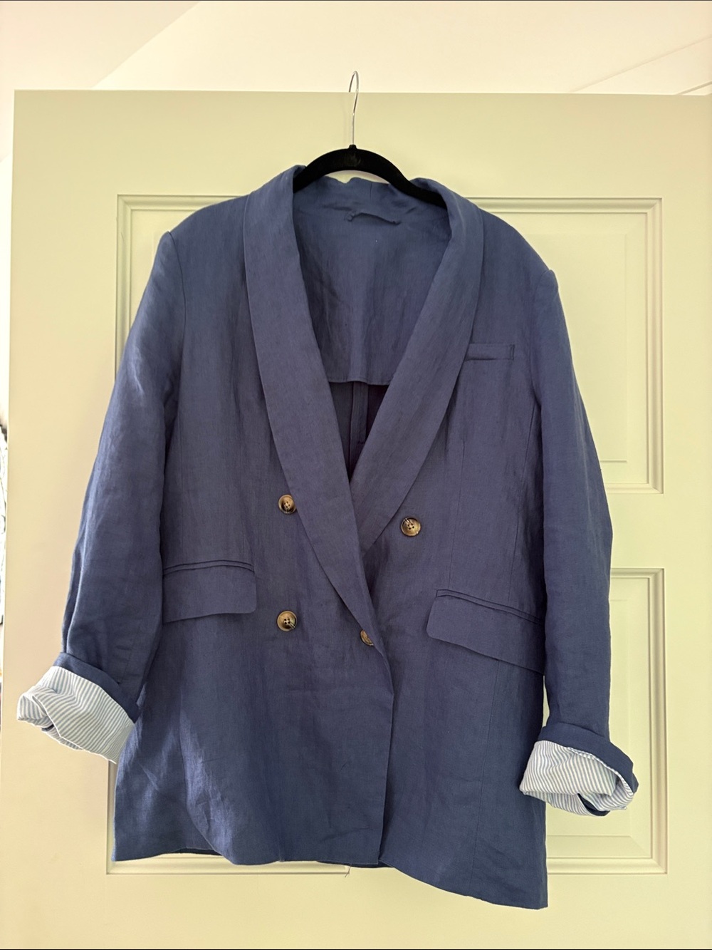Relaxed Double-Breasted Linen Blazer